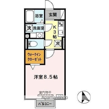 ソレアードｉ[1K/30.03m2]の間取図
