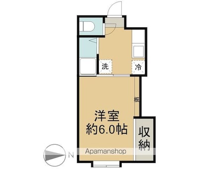 カルチェラタン・アパートメント[1K/20m2]の間取図