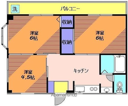 東京都世田谷区赤堤４丁目[3DK/44.55m2]の間取図