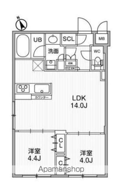 ルネサンスコート桜新町[2LDK/50.35m2]の間取図