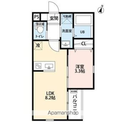 クレリア花池町　（クレリアハナイケチョウ）[1LDK/28.8m2]の間取図