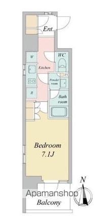 ドゥーエ三ノ輪Ⅱ[1K/26.98m2]の間取図