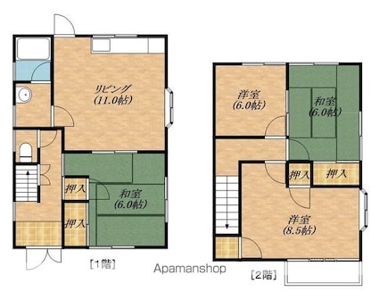 甲南町深川貸家[4LDK/84.45m2]の間取図