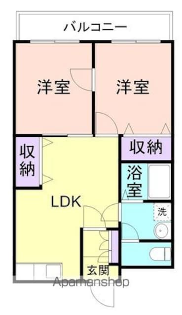 シンコウビル[2LDK/48.5m2]の間取図