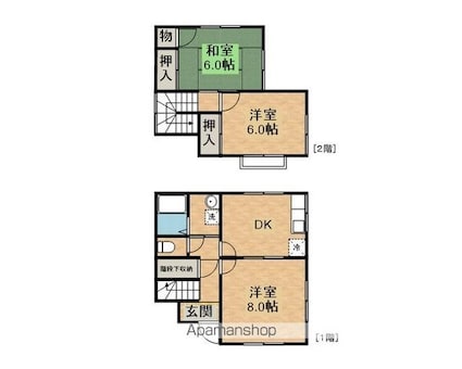 川井貸家Ｄ[3DK/65.41m2]の間取図