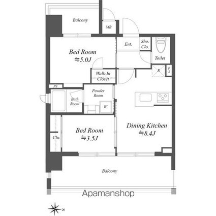 ブランシエスタ本所吾妻橋[2DK/40.62m2]の間取図