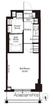 東京都中野区江原町２丁目[1K/27.88m2]の間取図