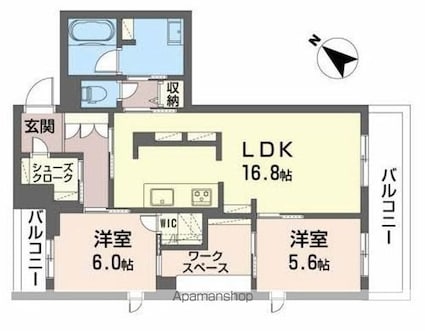 クリソベリル[2LDK/76m2]の間取図