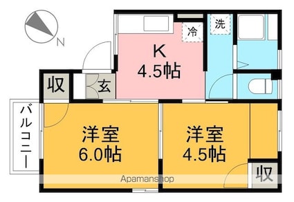 森下ハイツ[2K/35.35m2]の間取図