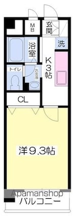 フォルテ竹原[1K/28.87m2]の間取図