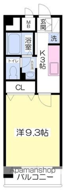 フォルテ竹原[1K/28.87m2]の間取図