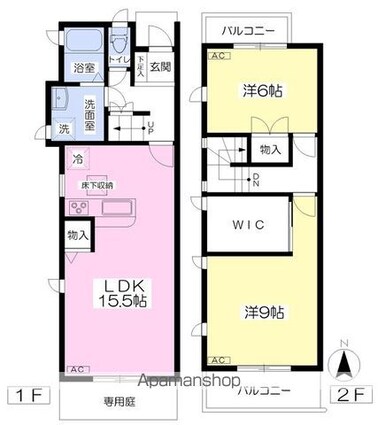 ラ・ミーア・カーサ[2LDK/66m2]の間取図
