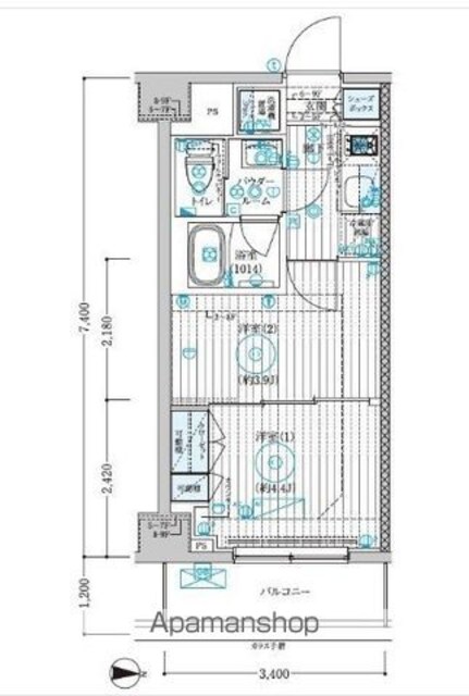 ブライズ大島[1K/25.33m2]の間取図
