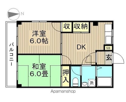 宇田川コーポ[2DK/49.57m2]の間取図
