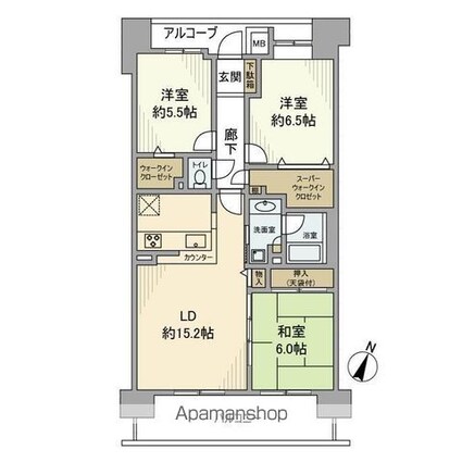 ウィズ柏光ヶ丘[3LDK/75.05m2]の間取図