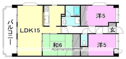 エシャンジゥル松山[3LDK/72m2]の間取図