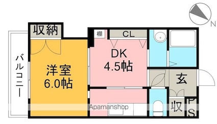メイプル高須[1DK/30.99m2]の間取図