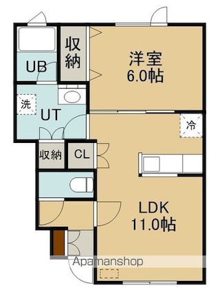 フロントパーク[1LDK/42.22m2]の間取図