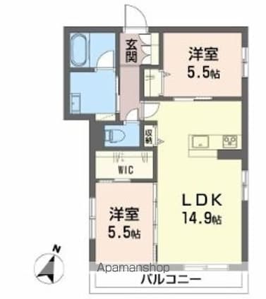 リバーサイド中万々[2LDK/61.27m2]の間取図