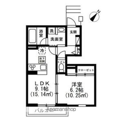フローラ[1LDK/40.72m2]の間取図