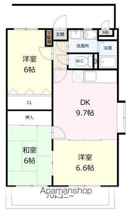 ユーミーつばき[3DK/63.17m2]の間取図