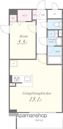 イルミナーレ学大[1LDK/46.56m2]の間取図
