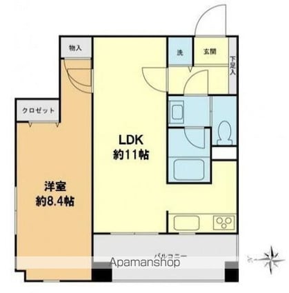 スカイグランデ京成小岩[1LDK/44.28m2]の間取図