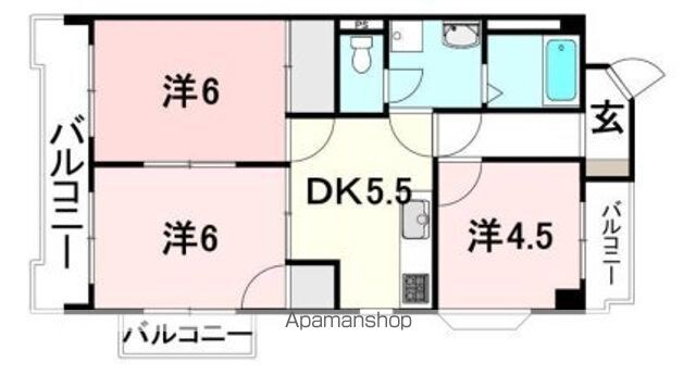 ＴＳ東野[3DK/64.8m2]の間取図