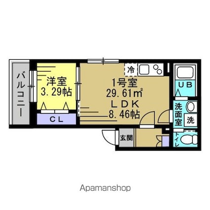 ＬＤ八千代中央[1LDK/29.61m2]の間取図