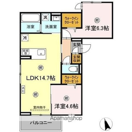 リートネージュ[2LDK/59.38m2]の間取図
