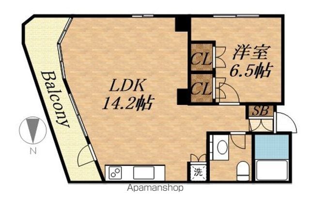 東京都世田谷区桜上水５丁目[1LDK/49m2]の間取図