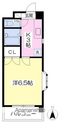 ヴィラ・アンソレイエ美沢[1K/21.75m2]の間取図