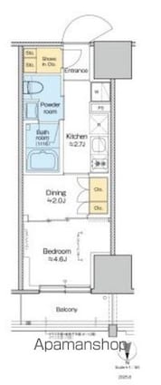 プラウドフラット四谷三丁目[1DK/25.01m2]の間取図