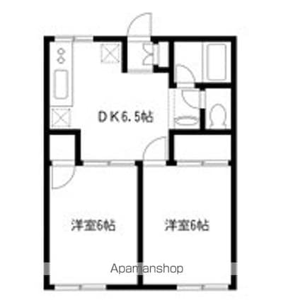 アップルハウス１[2DK/38m2]の間取図