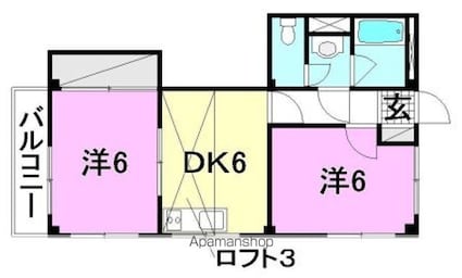 エスポワール小坂[2DK/40.49m2]の間取図