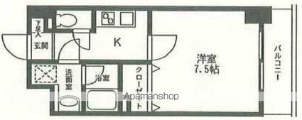 エストピア八潮[1K/25.43m2]の間取図