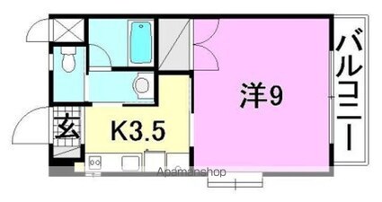 ペルル・ブラン[1K/28.88m2]の間取図