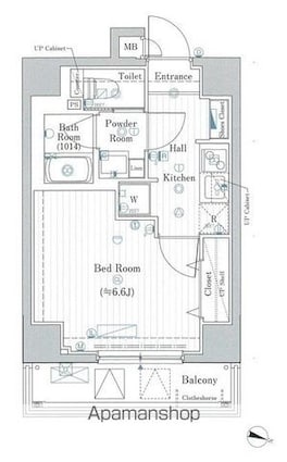 プレール・ドゥーク板橋本町Ⅲ[1K/25.79m2]の間取図