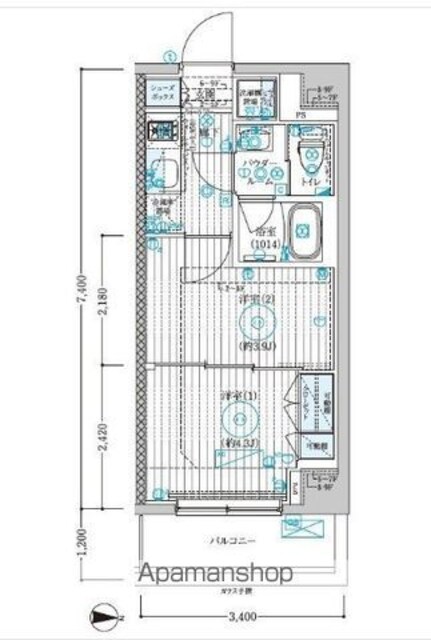 ブライズ大島[1K/25.33m2]の間取図