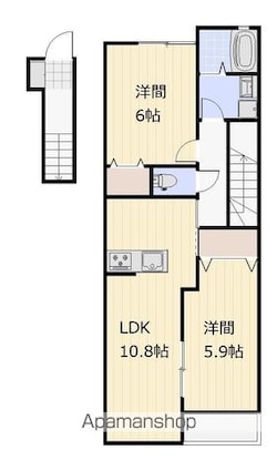 仮）日吉町アパート[2LDK/54.65m2]の間取図