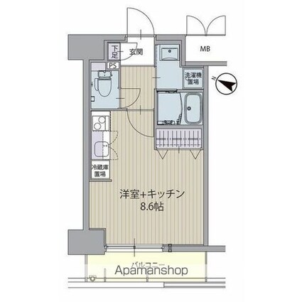 パルティール金山[1R/24.05m2]の間取図