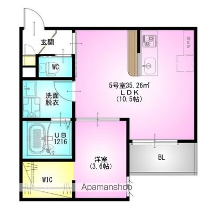 ＲＥＧＡＬＥＳＴ　Ｈａｌｅｌｅａ[1LDK/35.26m2]の間取図