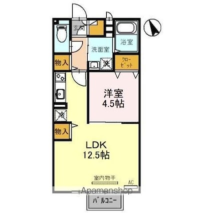 グランダールクラタ[1LDK/41.68m2]の間取図