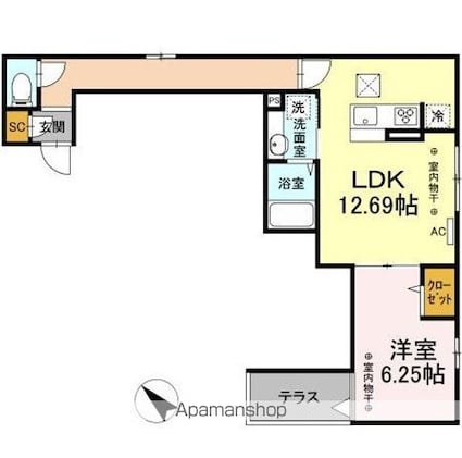 サイドコート[1LDK/46.78m2]の間取図