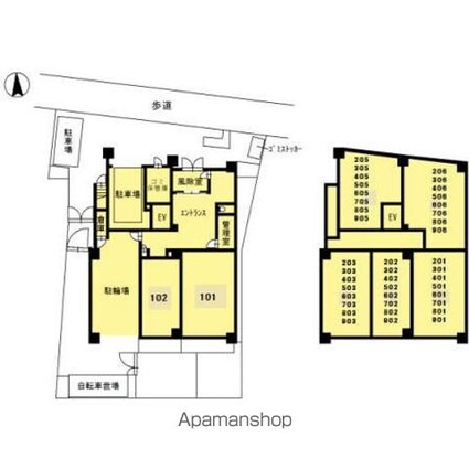 リベラーレ中野[1K/26.82m2]の配置図