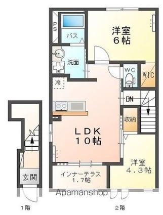 ＡｍｂｉｔｉｏｎⅣ[2LDK/53.9m2]の間取図