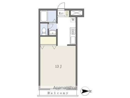 ラフール築山[1R/28.44m2]の間取図