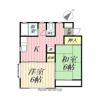 埼玉県八潮市大字垳[2K/39m2]の間取図