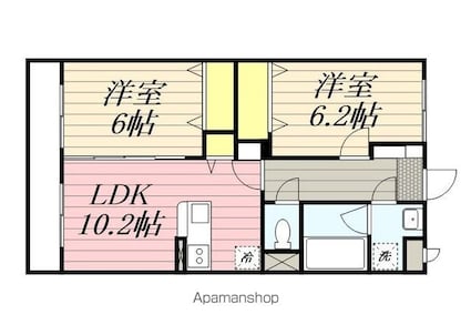 パークヒルズ知手[2LDK/55.29m2]の間取図