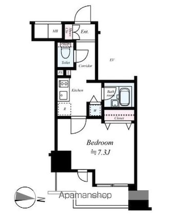 ＲＡＳＩＳ大山－山手通り[1K/25.56m2]の間取図